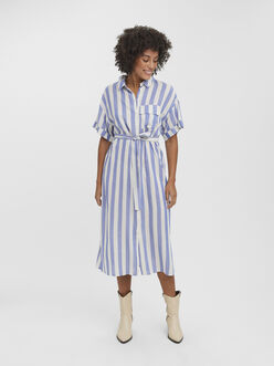 Jena midi length striped shirt dress