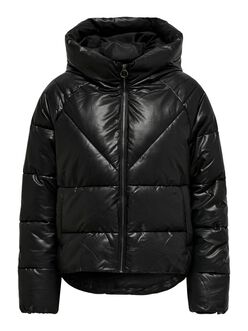 Lanja hooded faux leather puffer jacket
