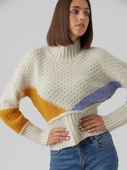 VENTE FINALE- Chandail en tricot pointelle à bloc de couleurs Bien