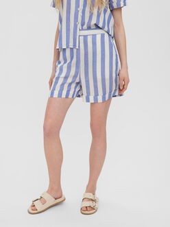 Jena striped linen-blend shorts