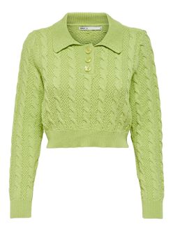 Astrid cropped cable-knitted polo