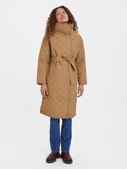 Adelakim belted lined quilted coat