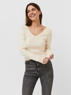 Gold V-neck and back sweater