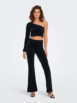Smooth flare-fit velvet pants