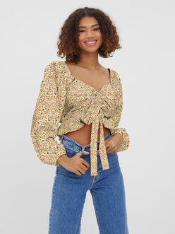 Henna sweetheart neck cropped blouse