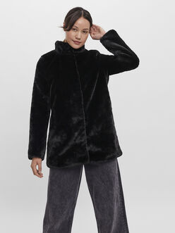 Thea high neck faux fur coat