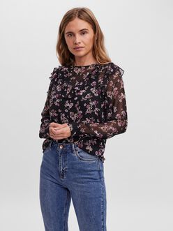 Ida sheer sleeves floral blouse