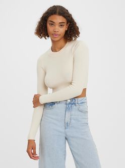 Gold cropped ribbed sweater