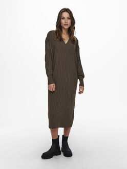 VENTE FINALE - Robe mi-longue tricotée à col en V Tessa