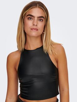 Dorit faux leather cropped halter cami