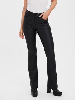 FINAL SALE- Peachy coated flared fit jeans