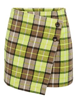 Gloss checkered asymetrical mini skirt