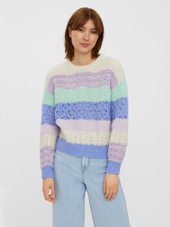 Chandail en tricot à rayures colorées Boho