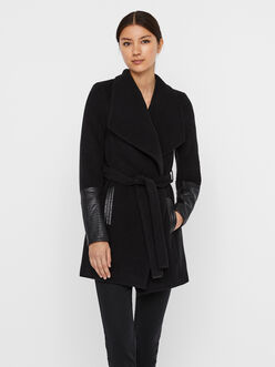 Cala coat with faux leather sleeves