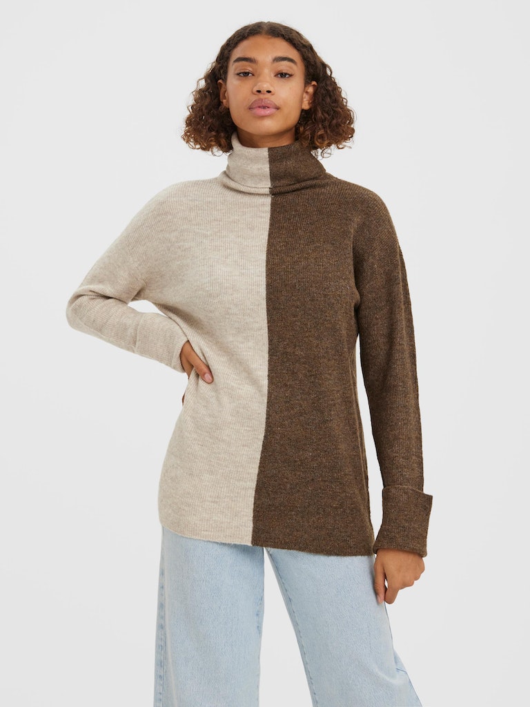 Lefile colourblock turtleneck sweater, BIRCH&BROWN, large