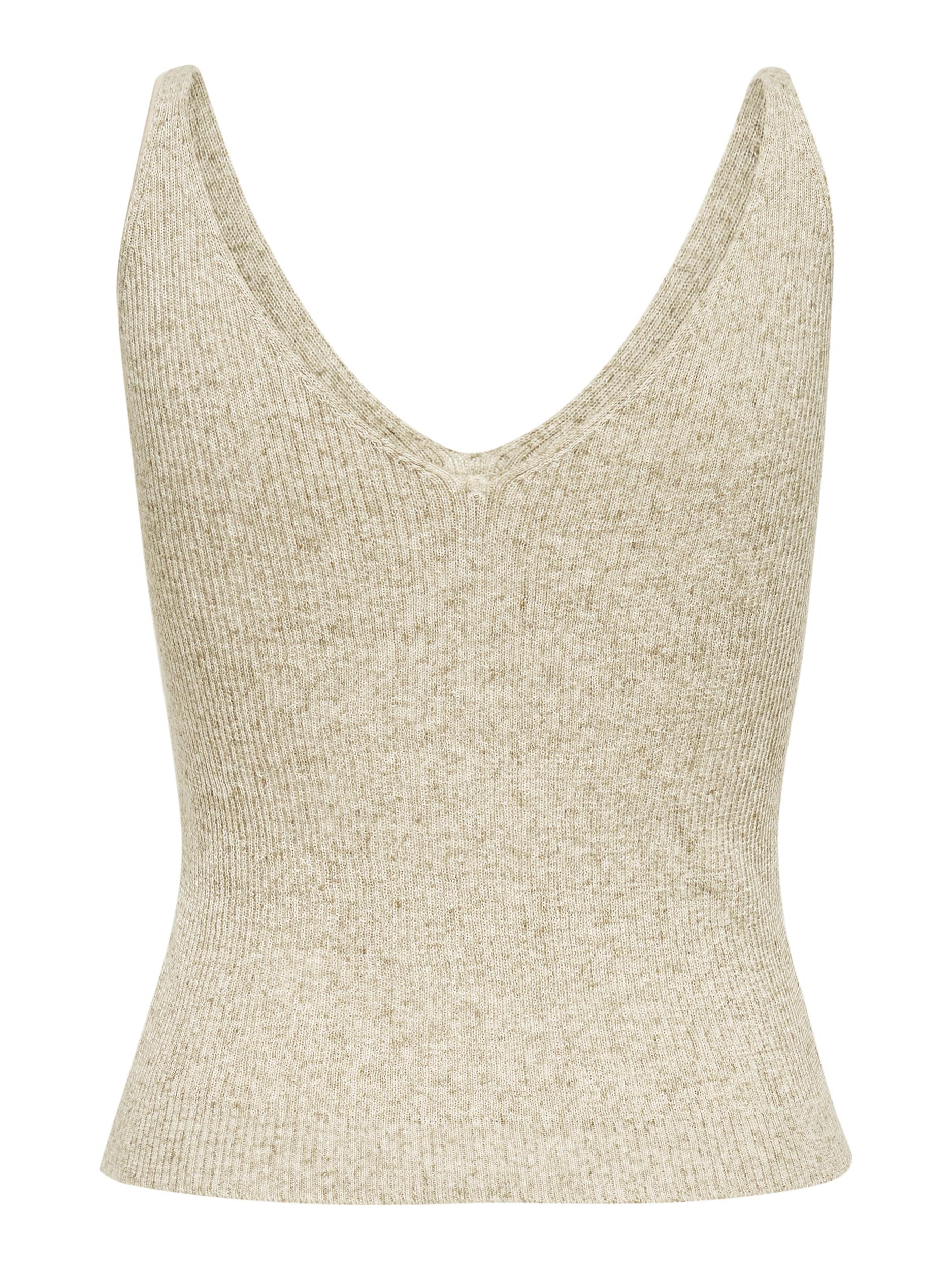 FINAL SALE - Lina front and back V-neckline knitted cami, PUMICE STONE, large