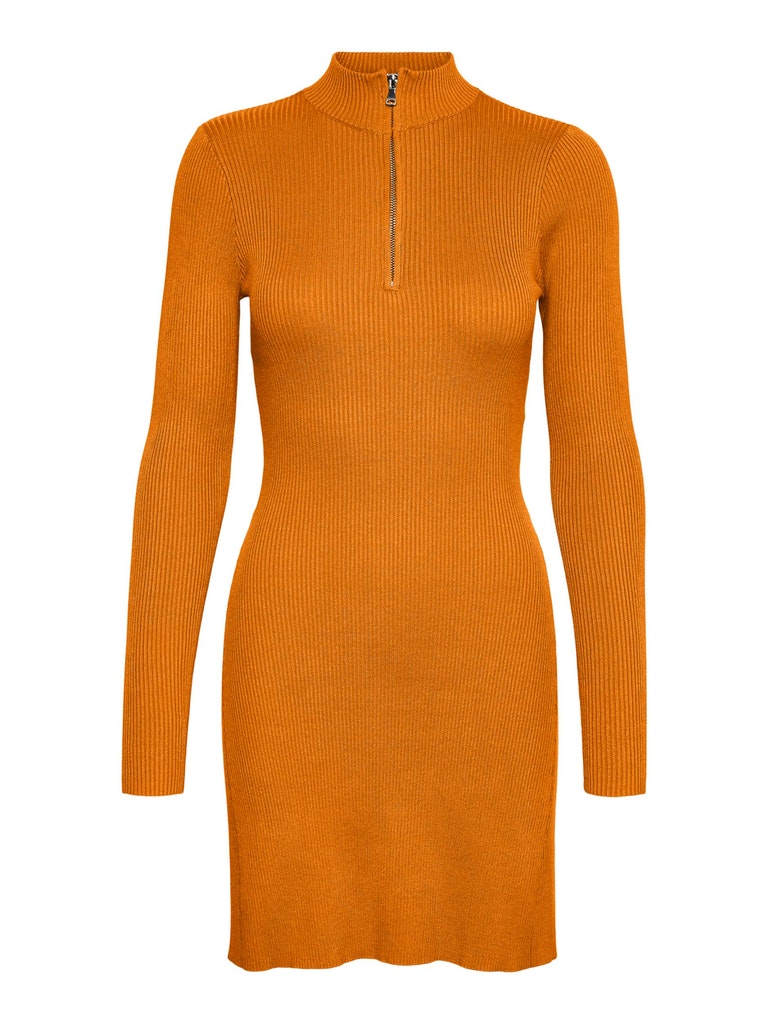 FINAL SALE- Willow half-zip knitted dress, ORANGE PEPPER, large