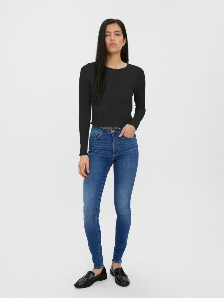 FINAL SALE - Nynne long-sleeve cropped t-shirt, BLACK, large