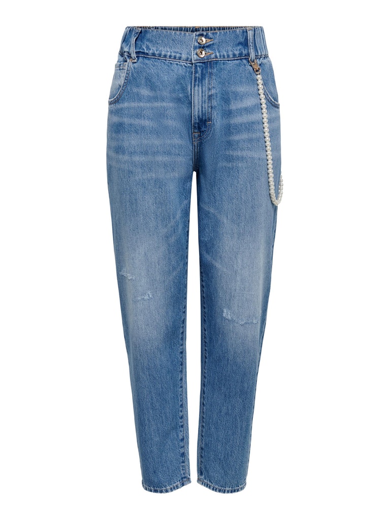 FINAL SALE- Lu high waist carrot fit jeans, MEDIUM BLUE DENIM, large