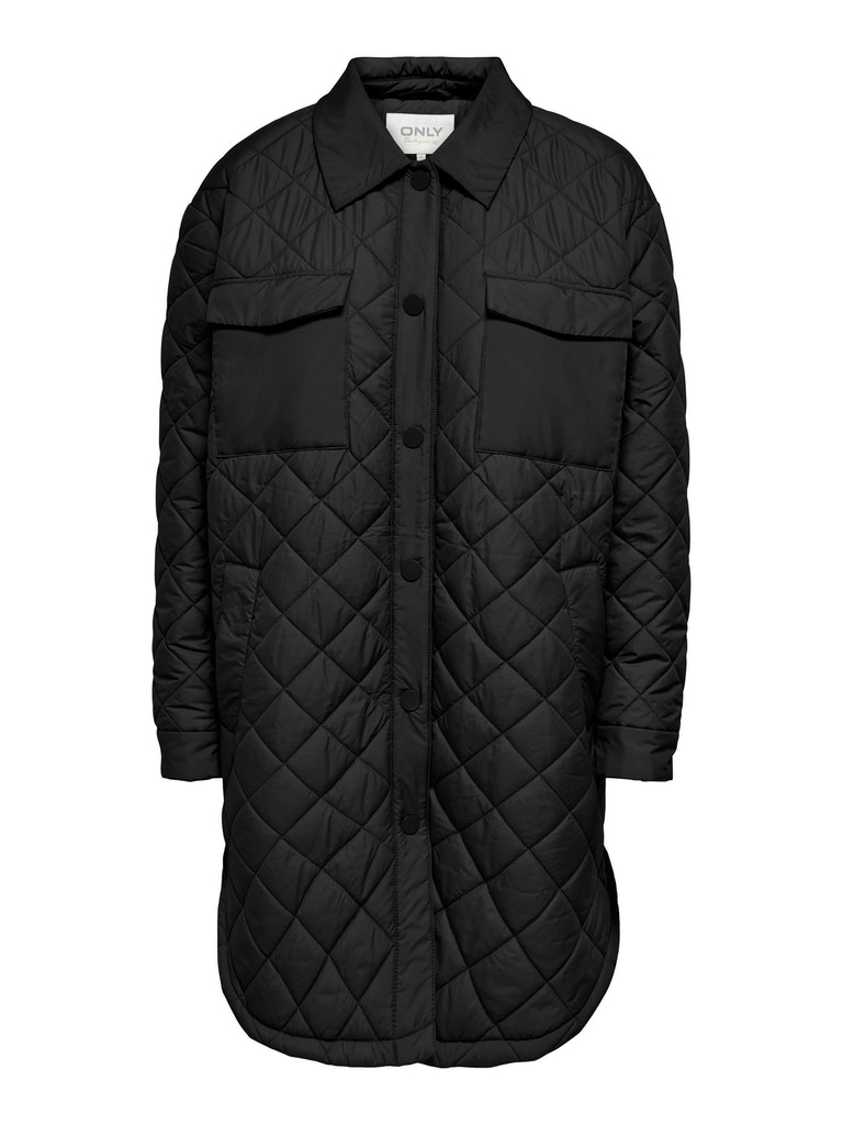 FINAL SALE- Tanzia long quilted shacket, BLACK, large