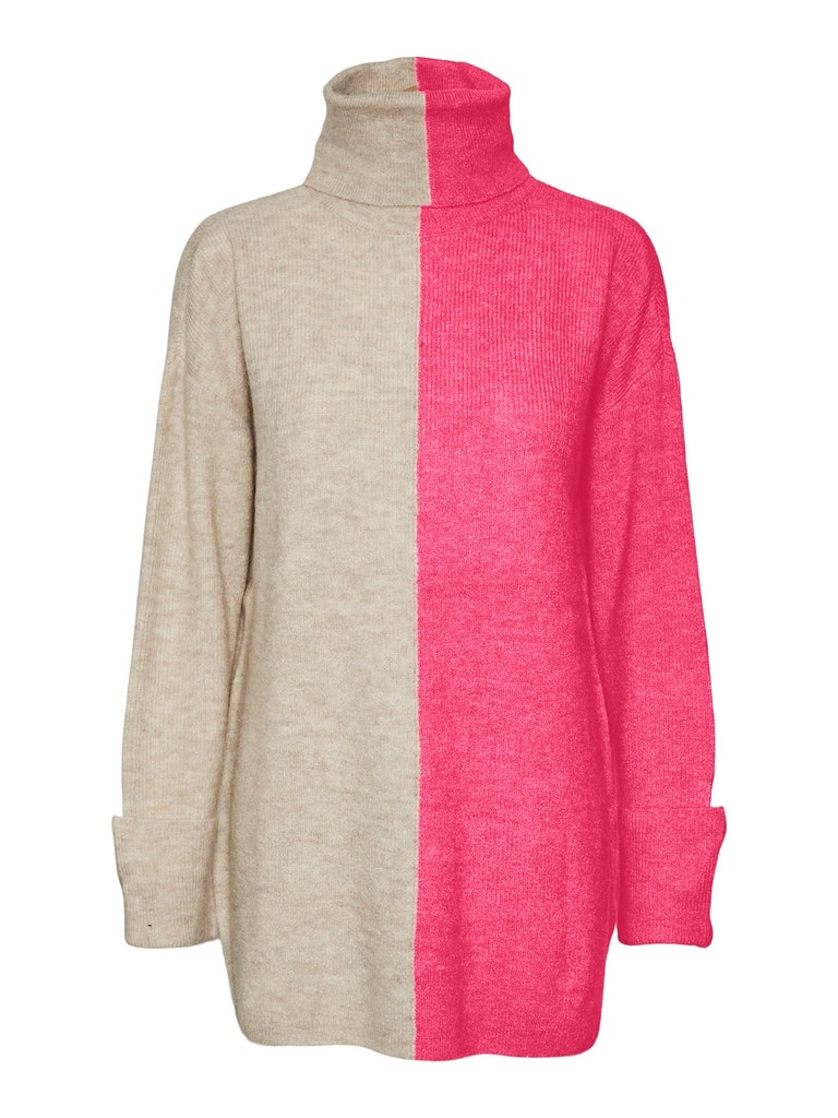 Lefile colourblock turtleneck sweater, BIRCH&PINK, large