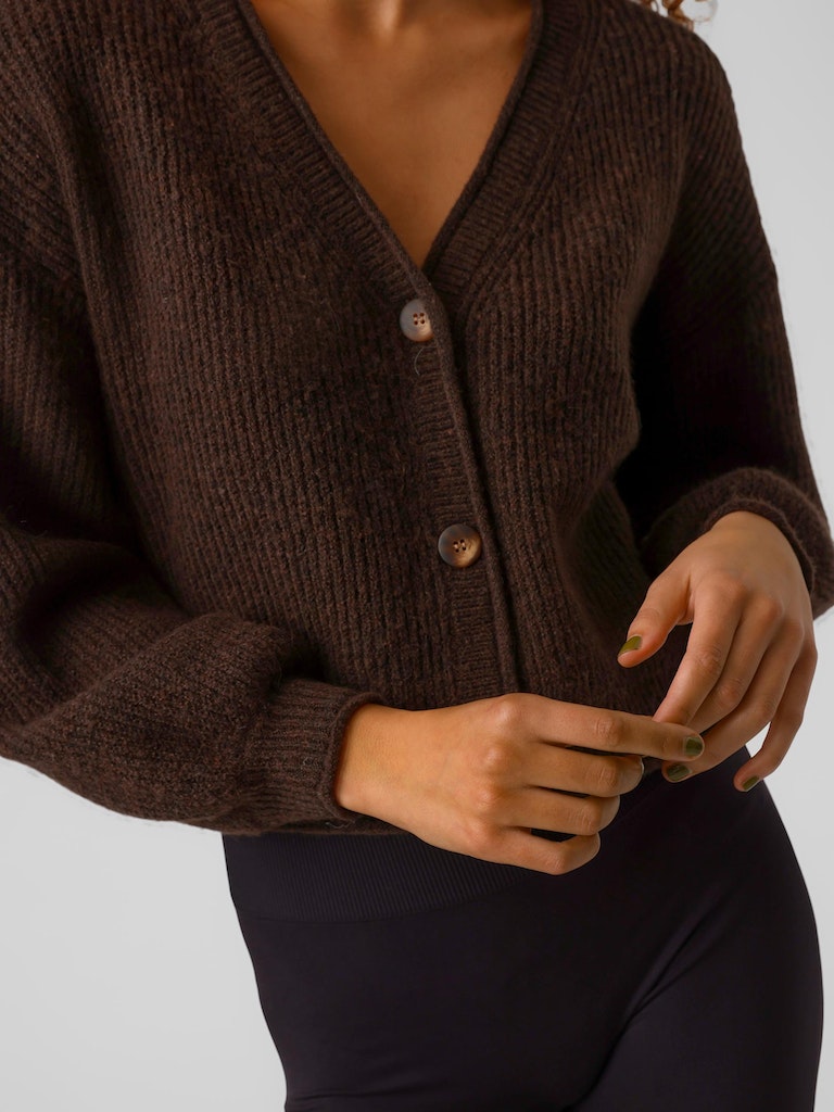 Yvonne wool-blend loose fit cardigan, COFFEE BEAN, large
