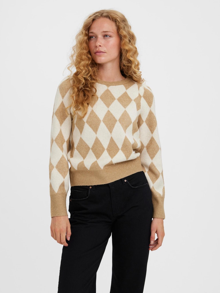 FINAL SALE- Candas argyle sweater, SILVER MINK, large