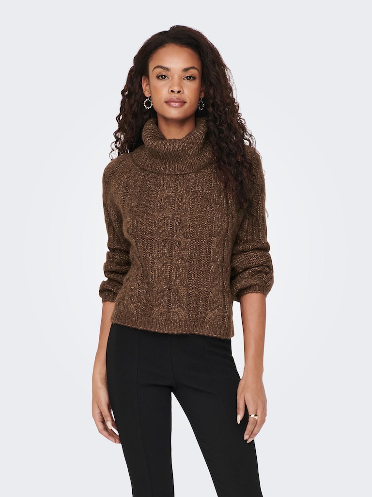 Chunky cable knit sweater, POTTING SOIL, large