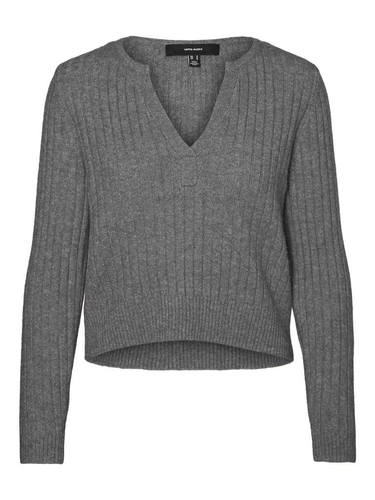 Eline v-neck sweater, MEDIUM GREY MELANGE, large