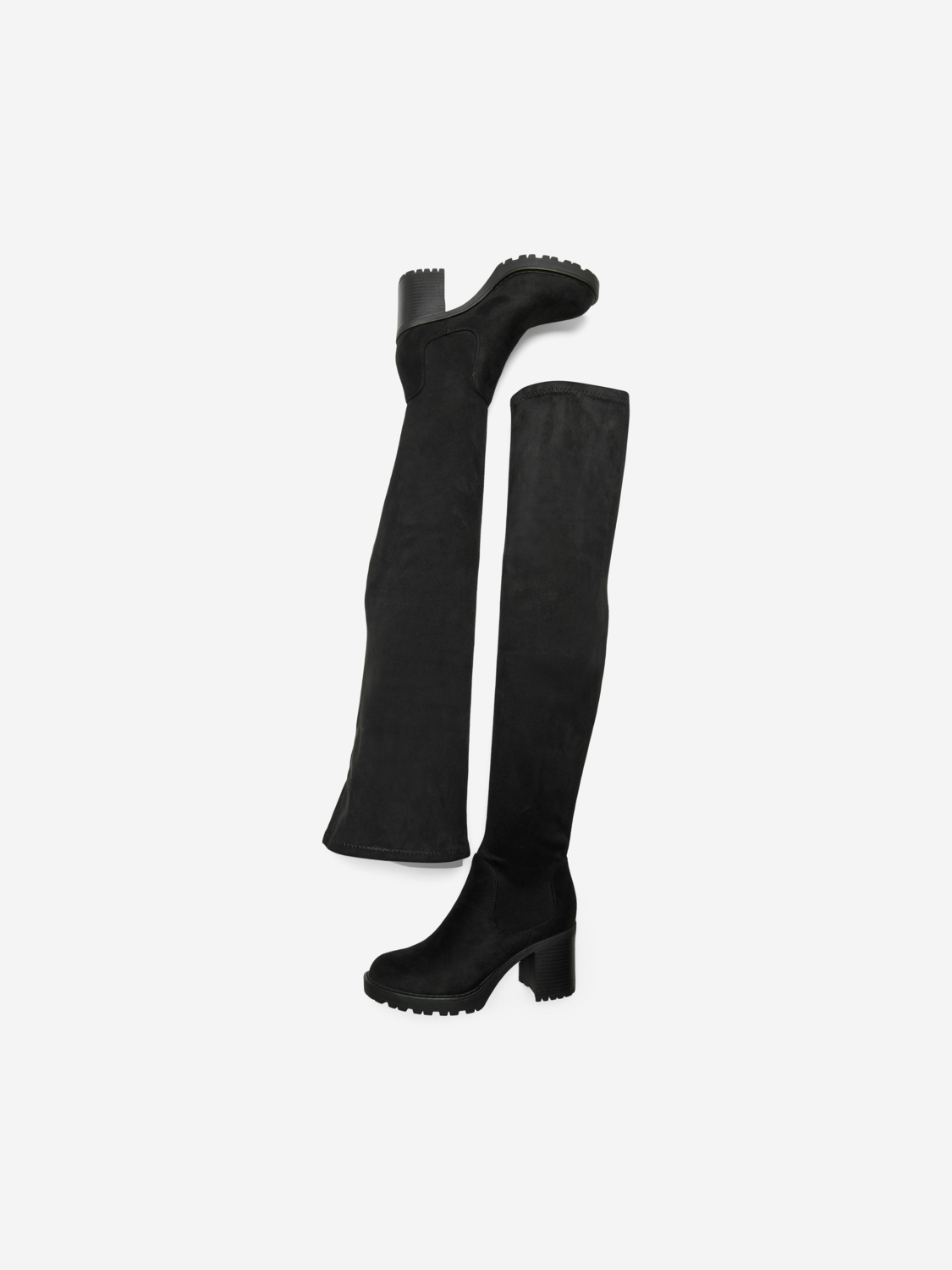Barabara over-the-knee heeled boots, BLACK, large