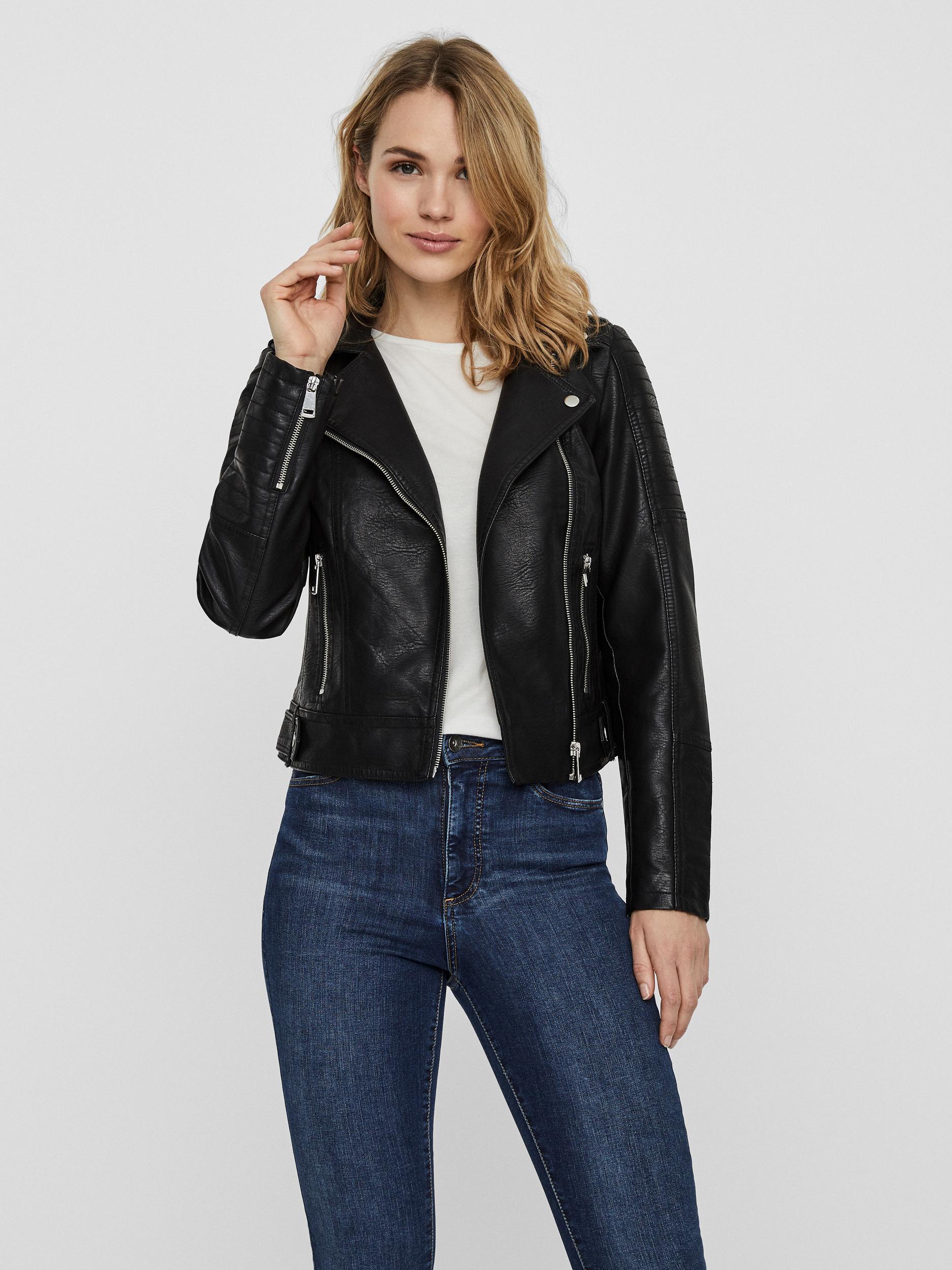 Kerri faux-leather moto jacket