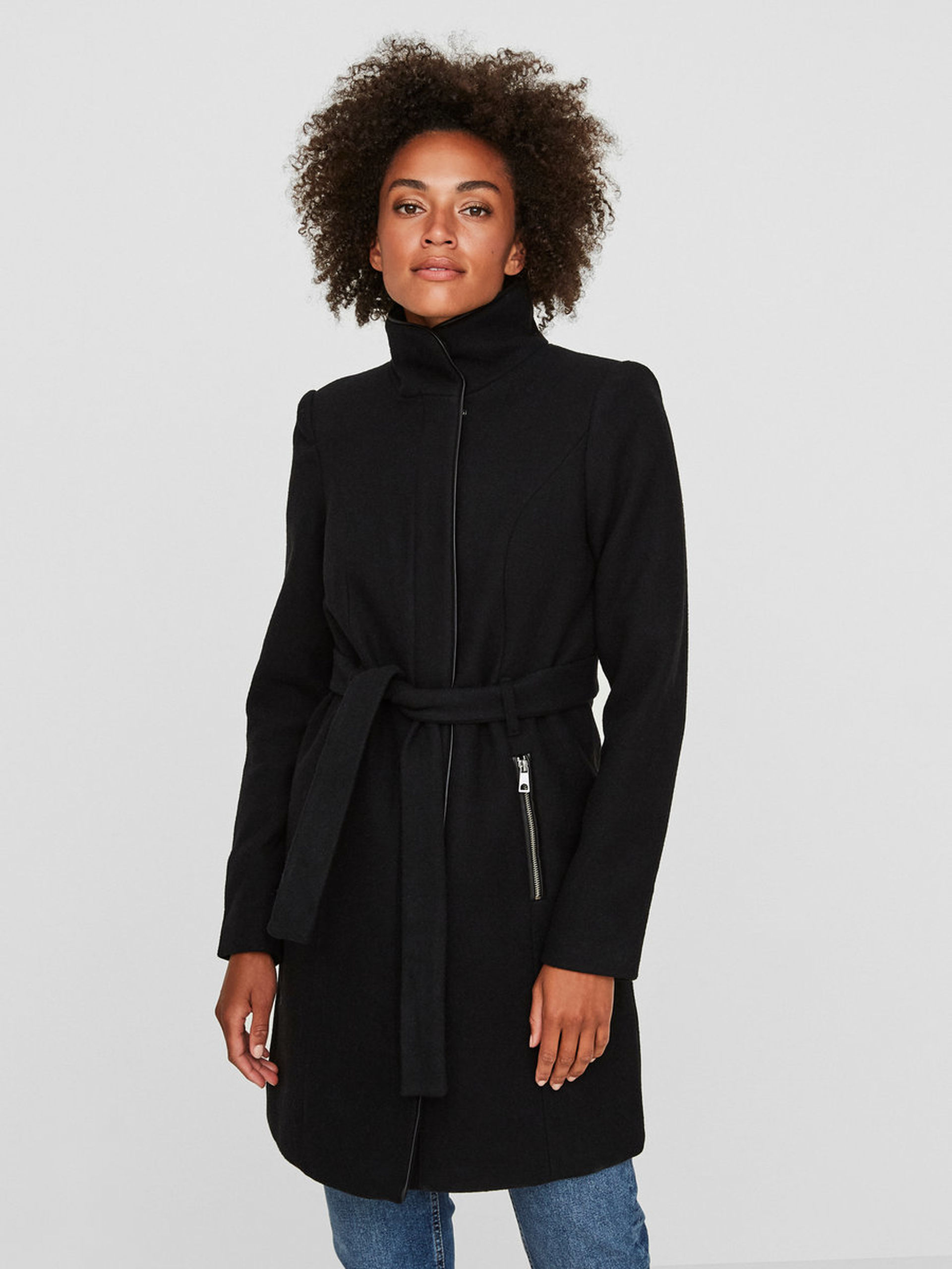 FINAL SALE - Bessy Wool Coat With Faux Leather Trims