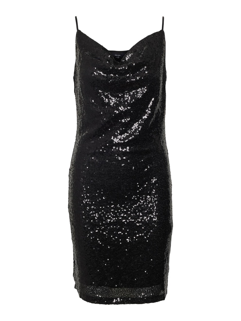 FINAL SALE- Kaje cowl neck sequin dress, BLACK, large
