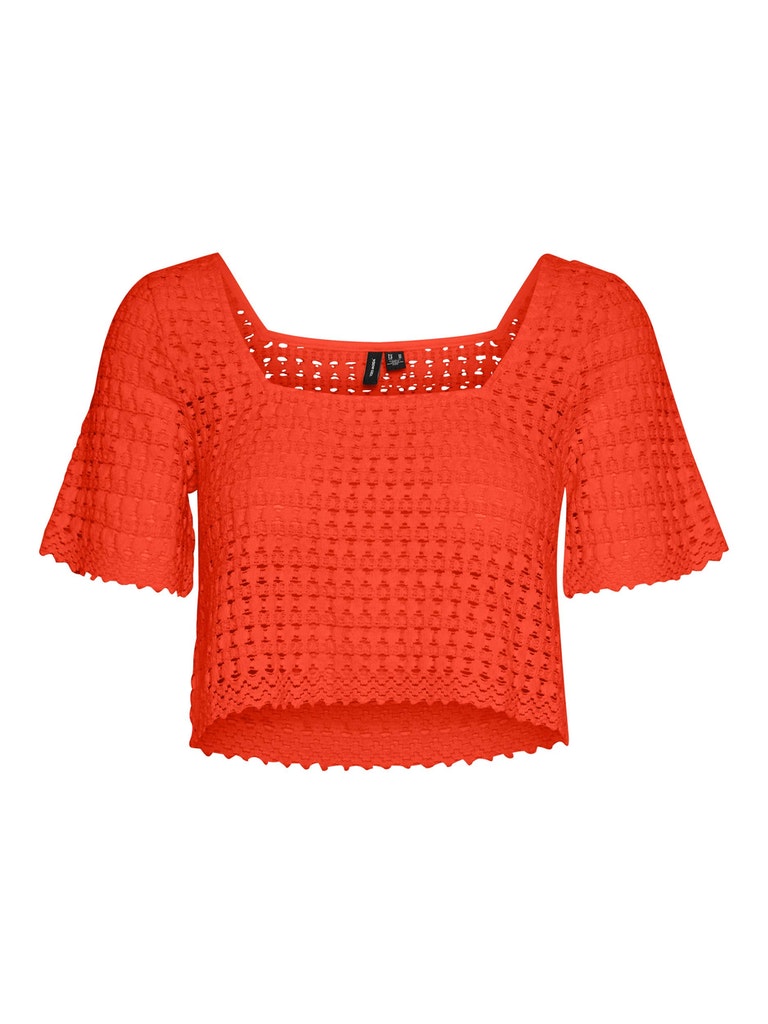 FINAL SALE - Jada crochet cropped t-shirt, SPICY ORANGE, large