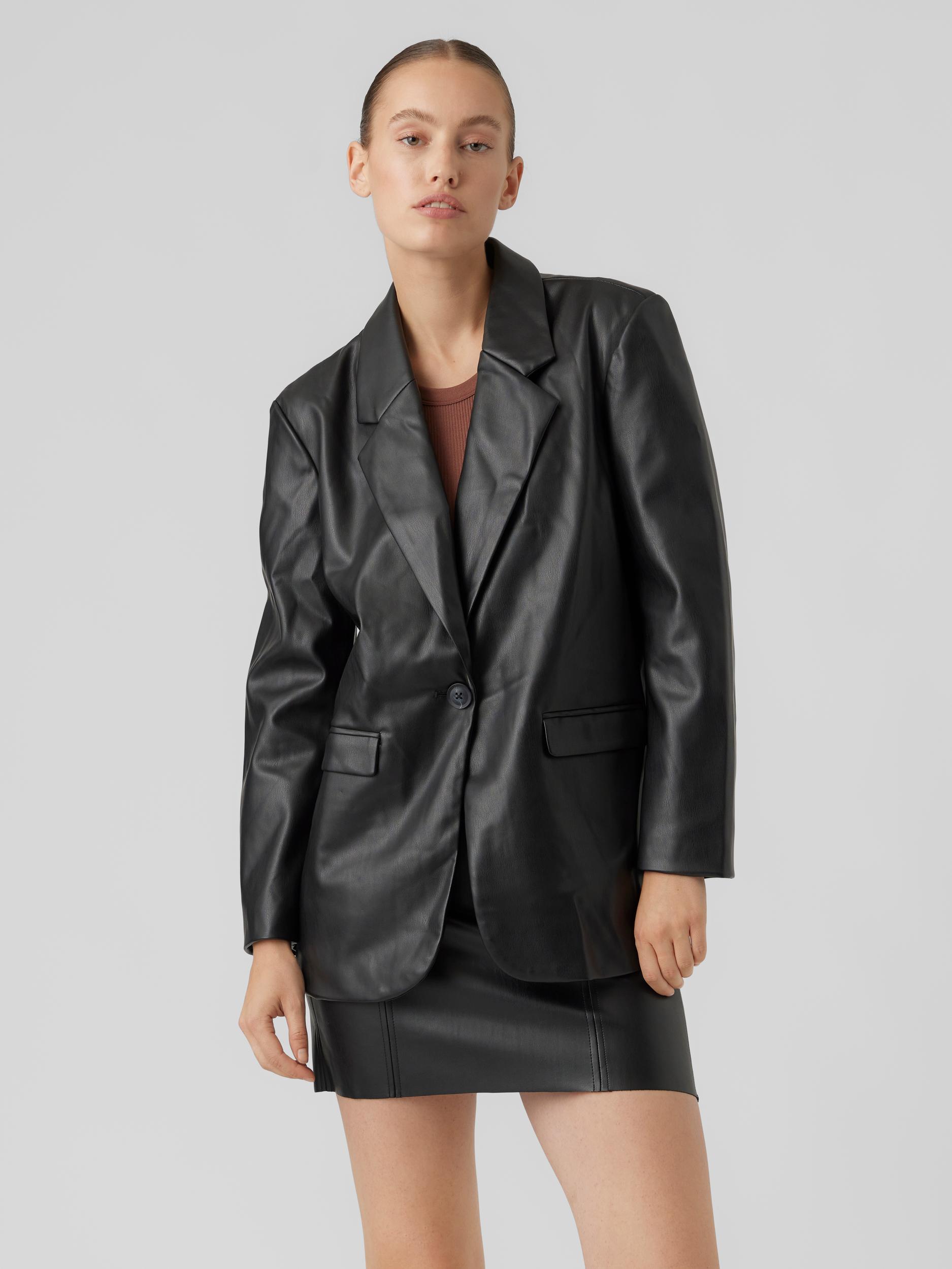 FINAL SALE - Olivia loose fit faux leather blazer