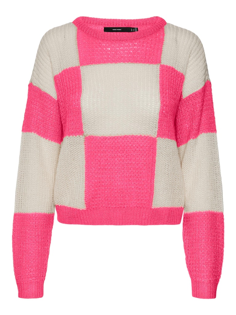 Taka checkered sweater, HOT PINK, large