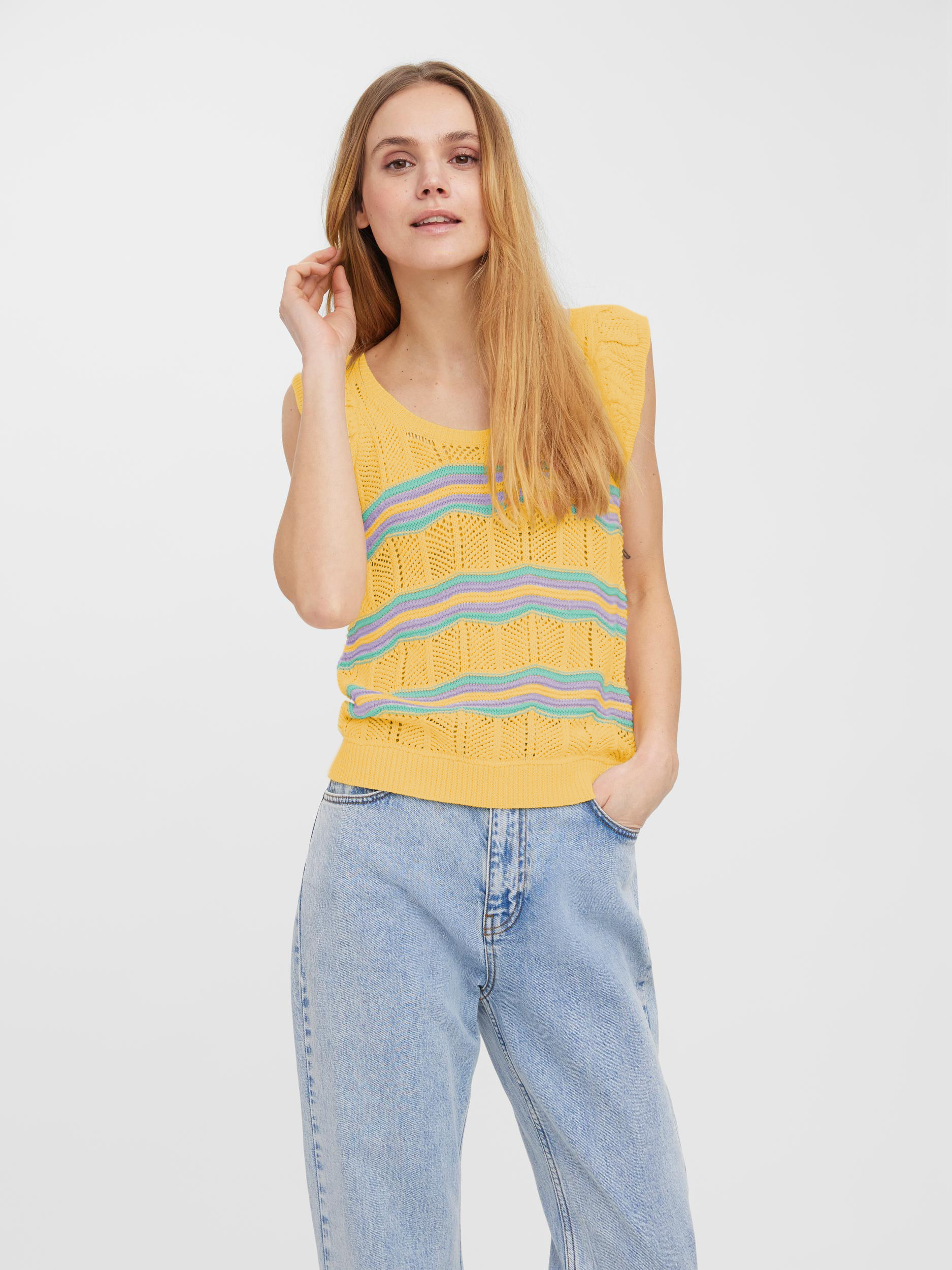 Mina frill crochet sweater, YARROW, large