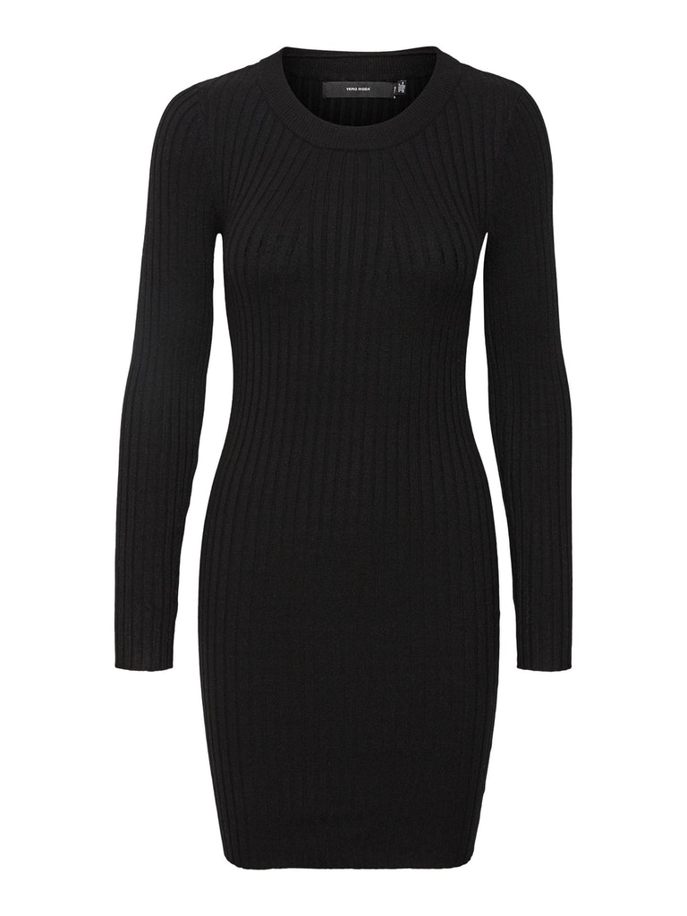 Kiki knitted slim-fit mini dress, BLACK, large