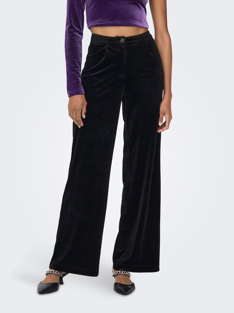 FINAL SALE - Margaret wide-leg velvet pants, BLACK, large