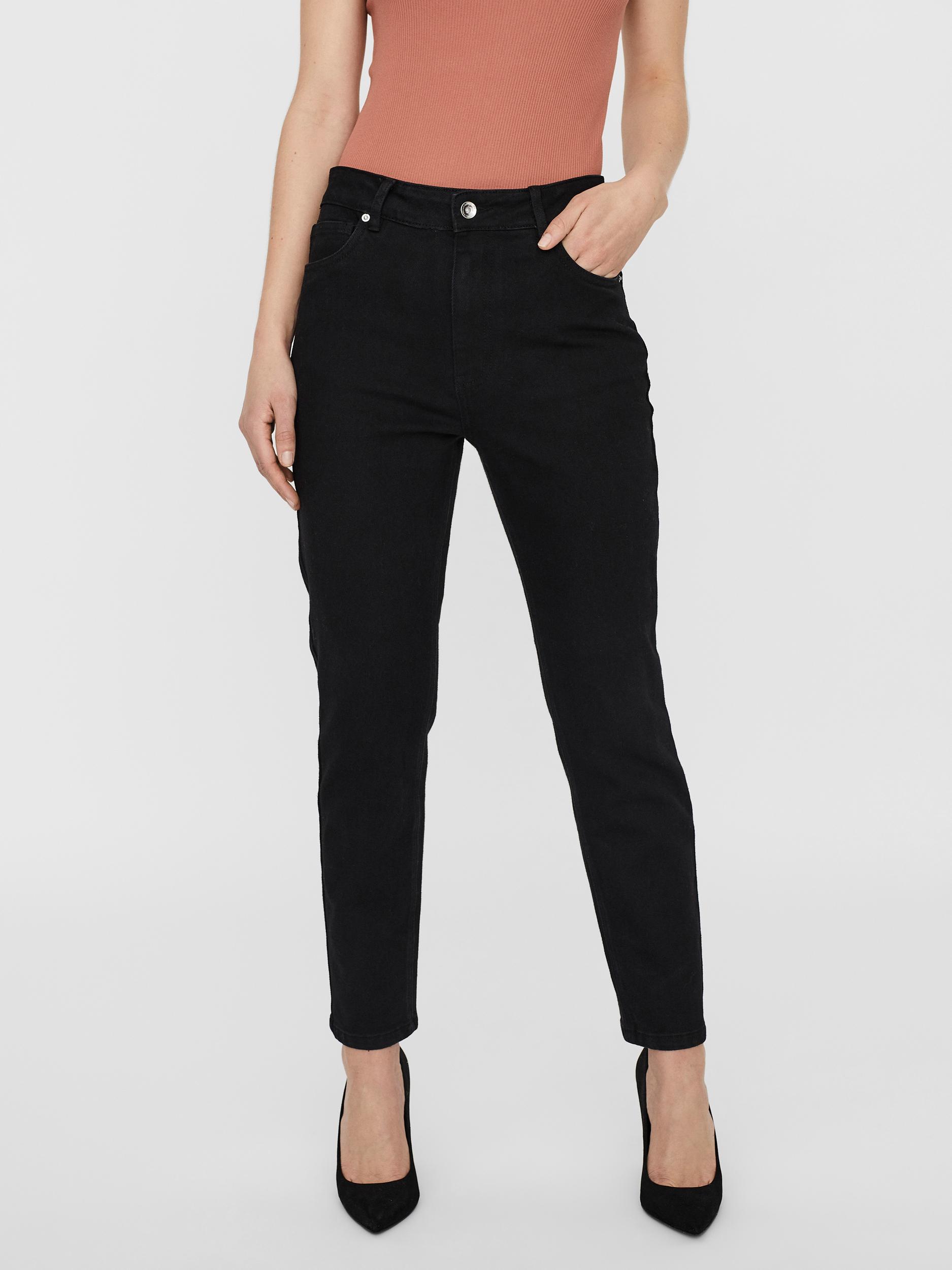 Brenda high waist straight fit jeans, BLACK, large