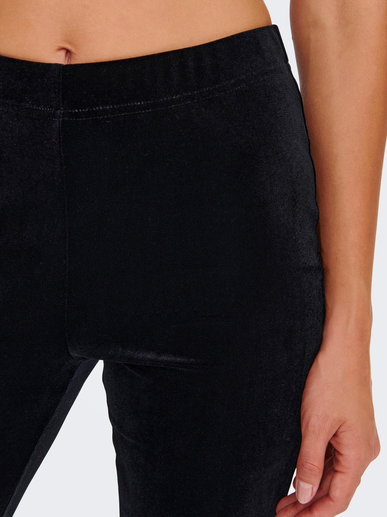 FINAL SALE - Smooth flare-fit velvet pants, BLACK, large