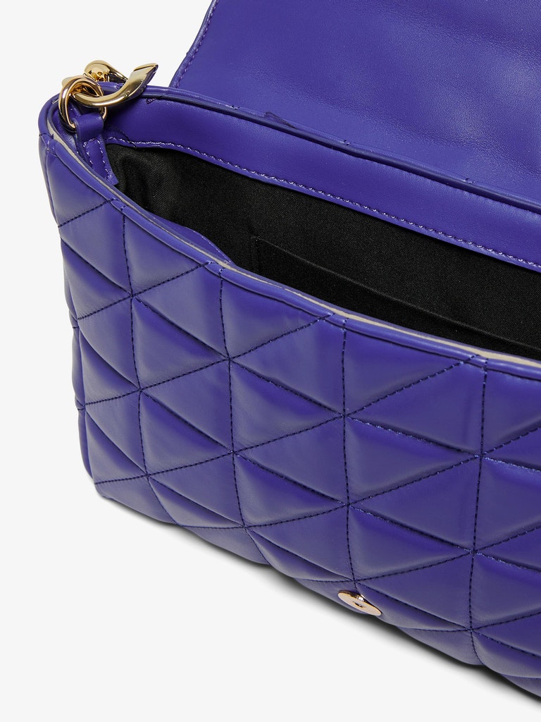Milda faux leather quilted shoulder bag, DEEP BLUE, large