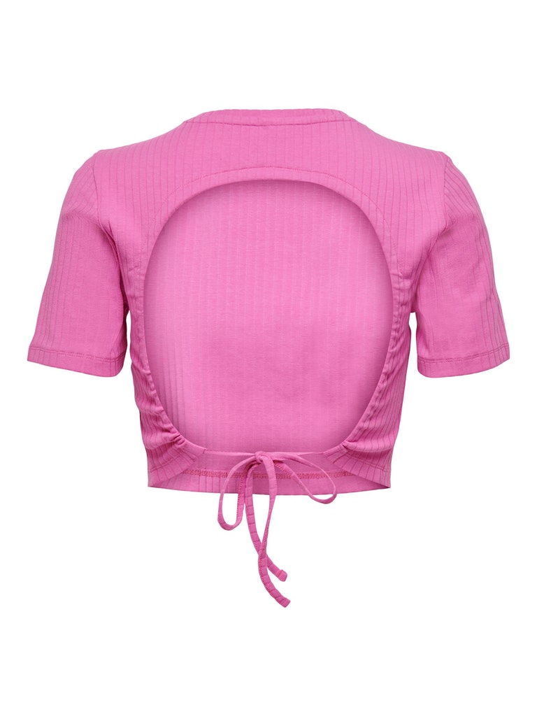 Lea open back cropped t-shirt, SUPER PINK, large