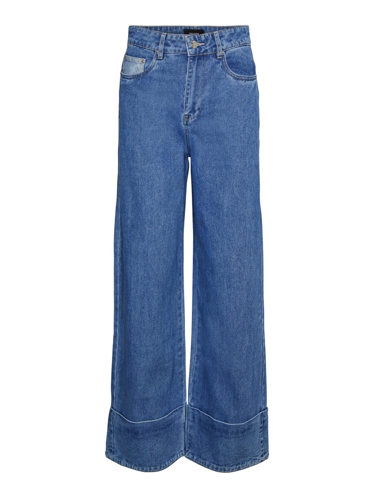 FINAL SALE - CURVE Kathy super high waist wide-leg jeans, MEDIUM BLUE DENIM, large