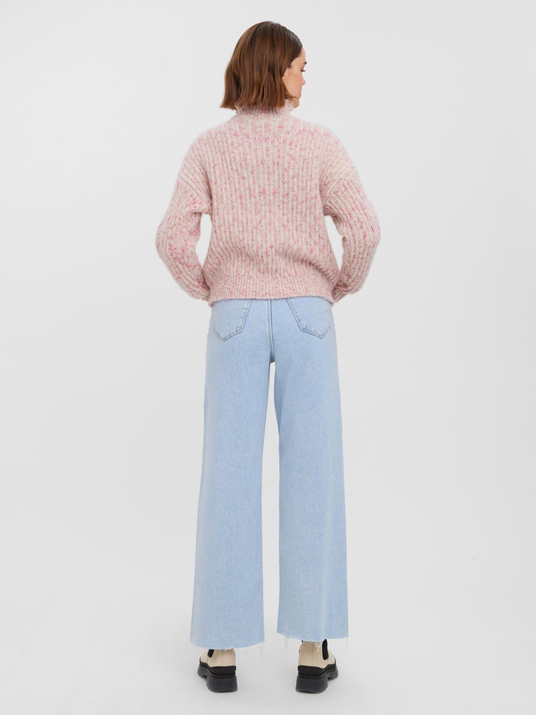 Claudia high-neck half-zip sweater, HOT PINK, large