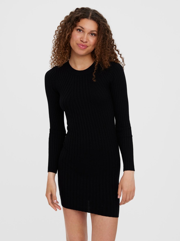 Kiki knitted slim-fit mini dress, BLACK, large