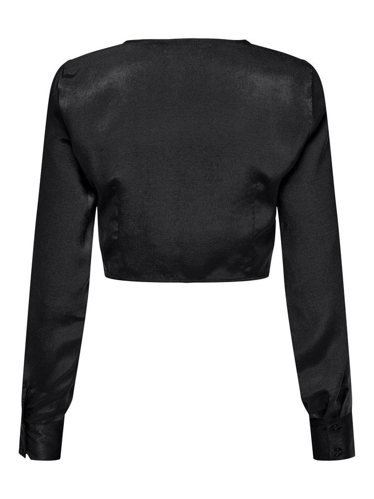 FINAL SALE - Mille satin knotted cropped top, BLACK, large