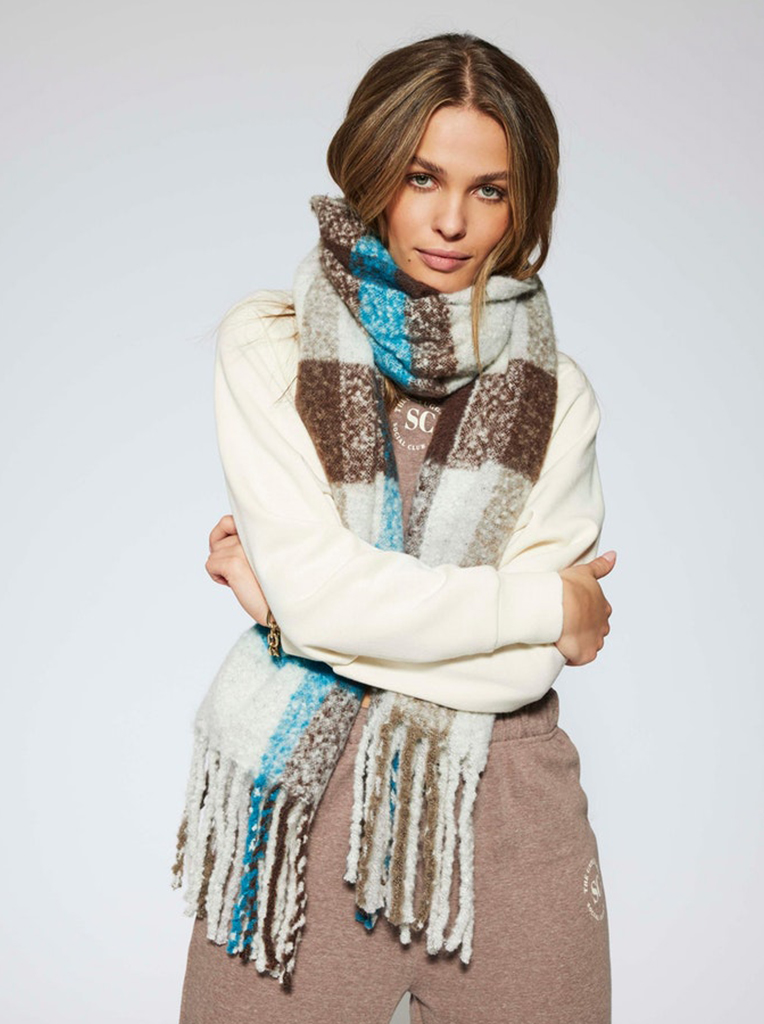 FINAL SALE- Jenna plaid scarf, AIRY BLUE, large
