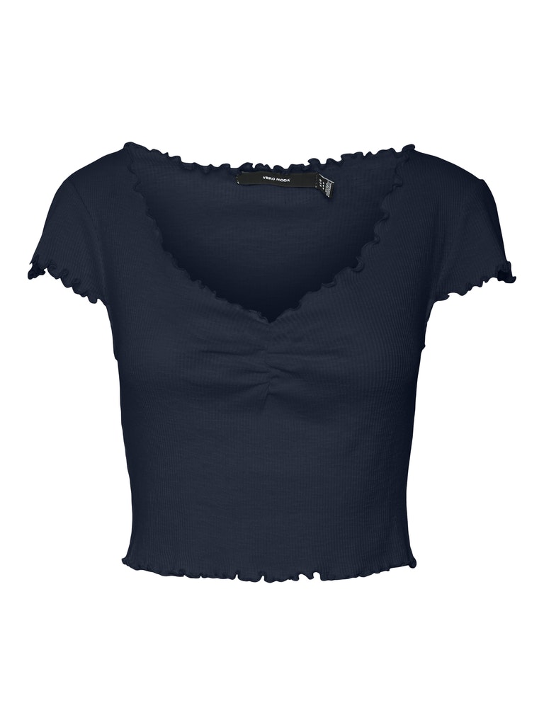 FINAL SALE - Anita v-neck crop t-shirt, NAVY BLAZER, large