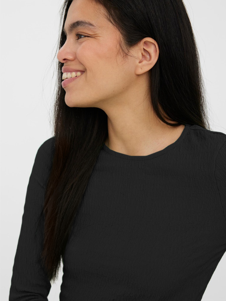 Nynne long-sleeve cropped t-shirt, BLACK, large